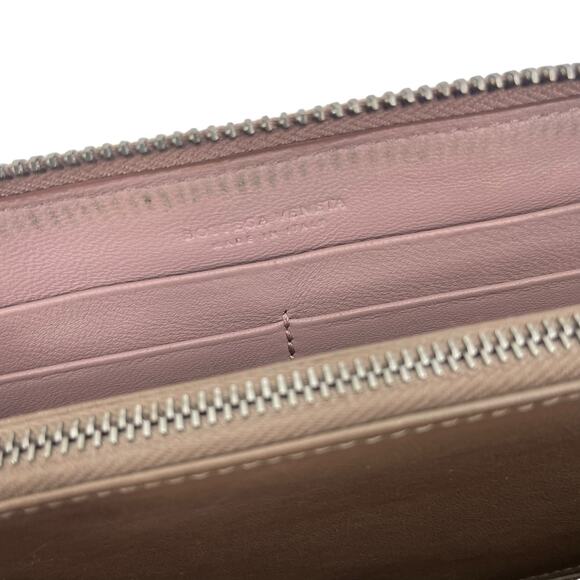 Bottega Veneta Intrecciato Zip Around Long Wallet Leather Weave Light Pink - Picture 7 of 12